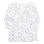 Womens Printed Blouse White V-Neck Long Sleeve Floral M