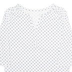 Womens Printed Blouse White V-Neck Long Sleeve Floral M