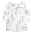 Womens Printed Blouse White V-Neck Long Sleeve Floral M