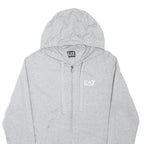 EA7 EMPORIO ARMANI Mens Grey Hoodie S Cotton Blend Full Zip Sweatshirt