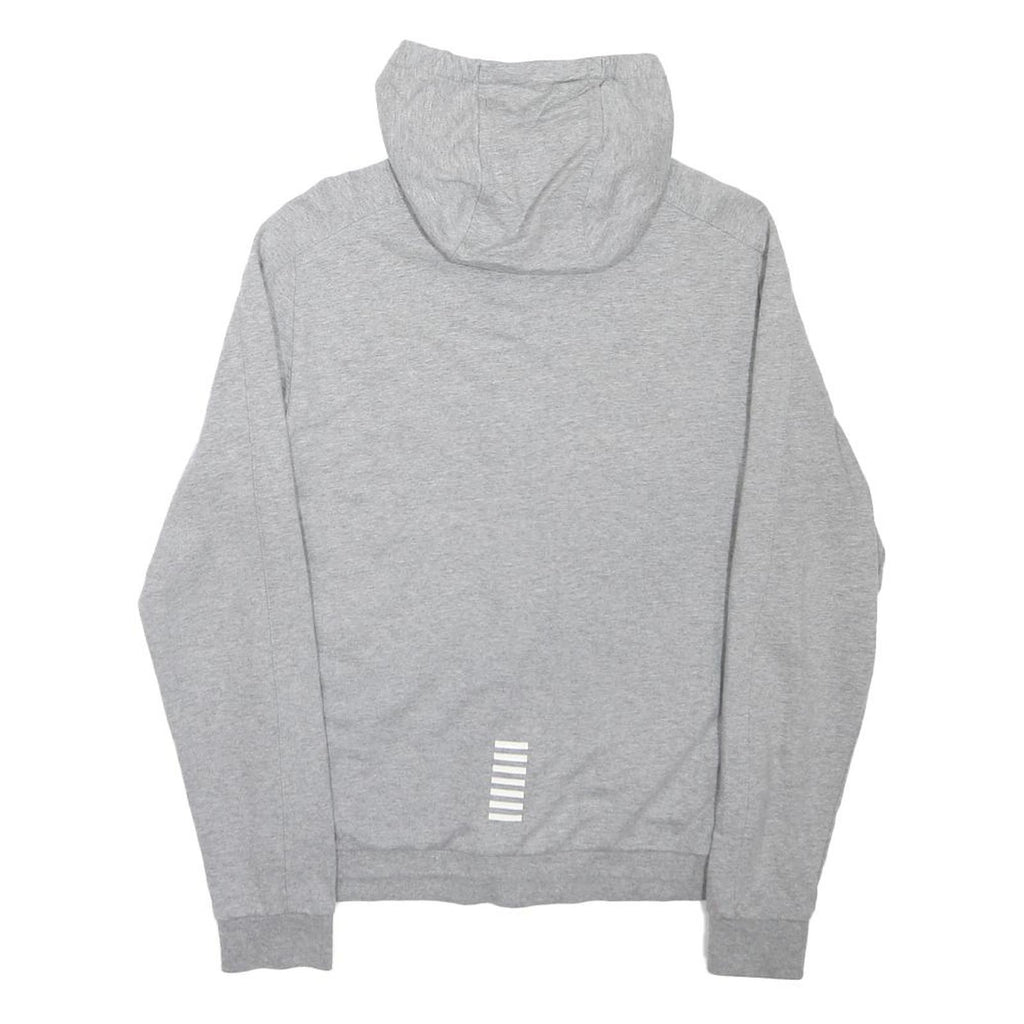 EA7 EMPORIO ARMANI Mens Grey Hoodie S Cotton Blend Full Zip Sweatshirt