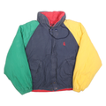 NAUTICA Mens Blue Green & Yellow Colourblock Jacket L Polyester Blend Zip