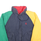 NAUTICA Mens Blue Green & Yellow Colourblock Jacket L Polyester Blend Zip