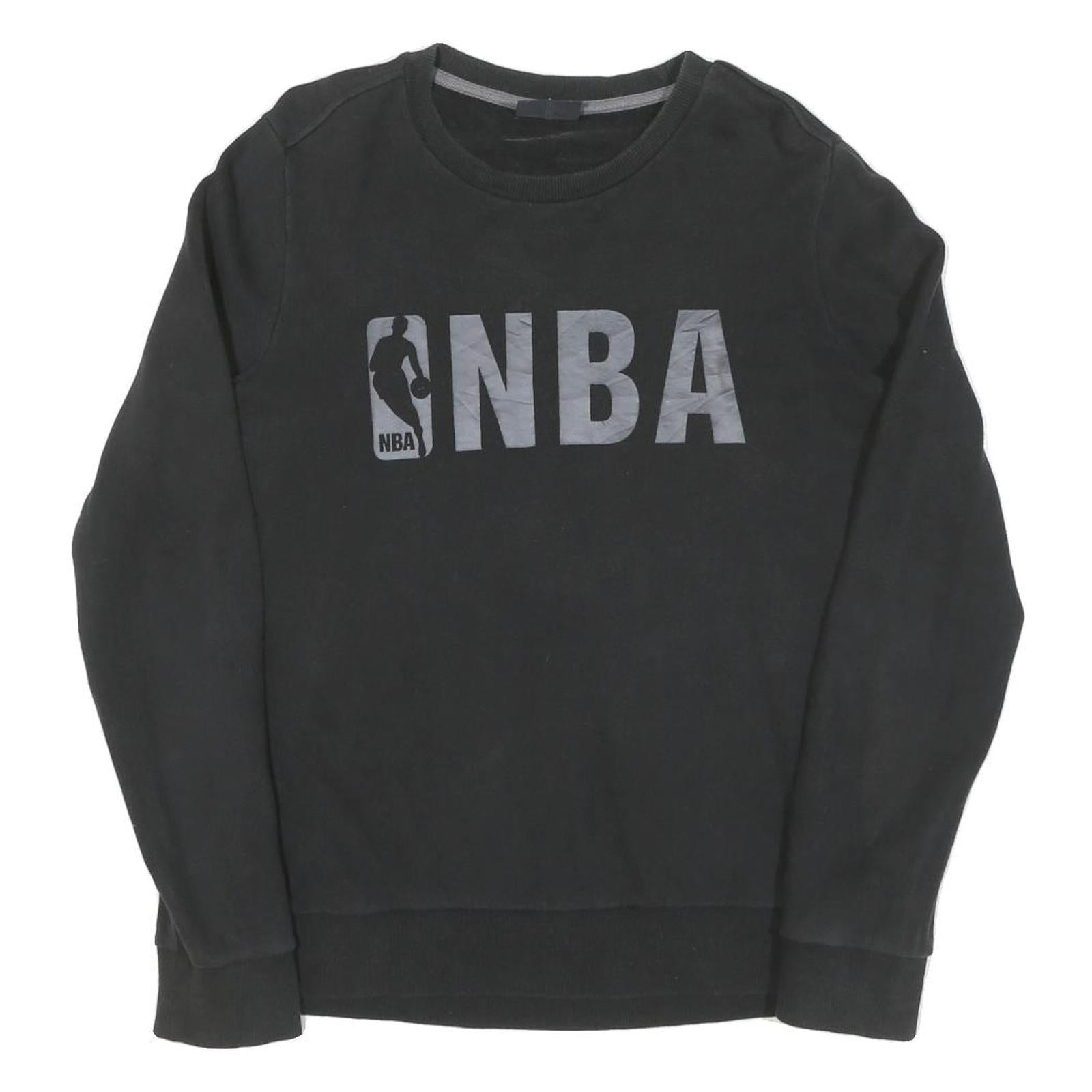 NBA Mens Black Cotton Crew Neck S Sweatshirt Basketball Logo Casual Wear