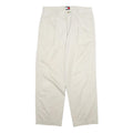 TOMMY HILFIGER Mens Cotton Cream Regular Straight Trousers W34 L32 Classic