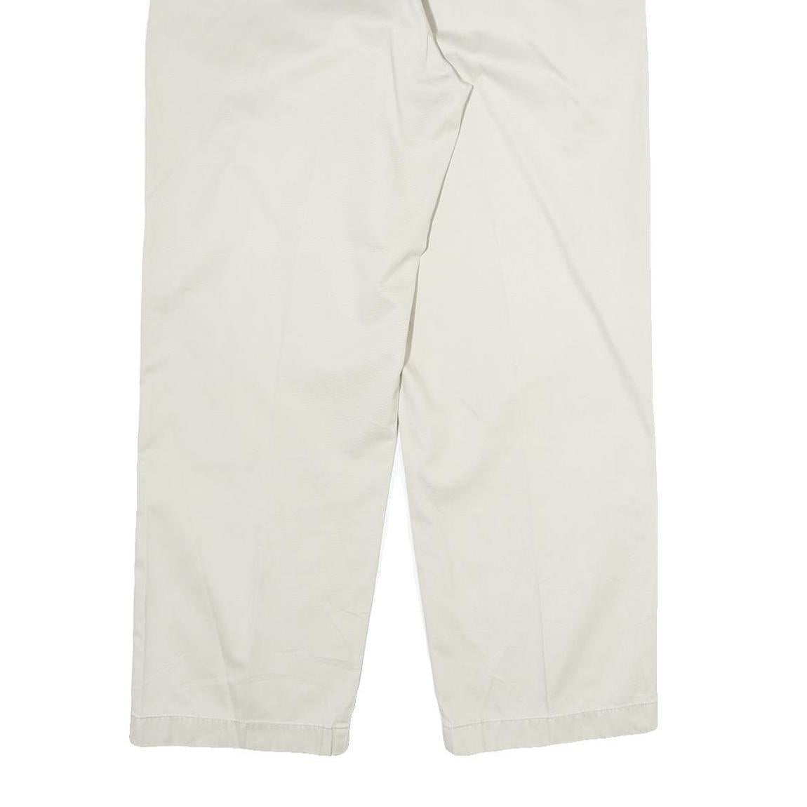 TOMMY HILFIGER Mens Cotton Cream Regular Straight Trousers W34 L32 Classic