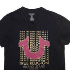 TRUE RELIGION Mens T-Shirt Black V-Neck L