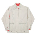 Mens Beige & Red Casual Cotton Blend Button Jacket L Plain Lightweight