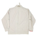 Mens Beige & Red Casual Cotton Blend Button Jacket L Plain Lightweight