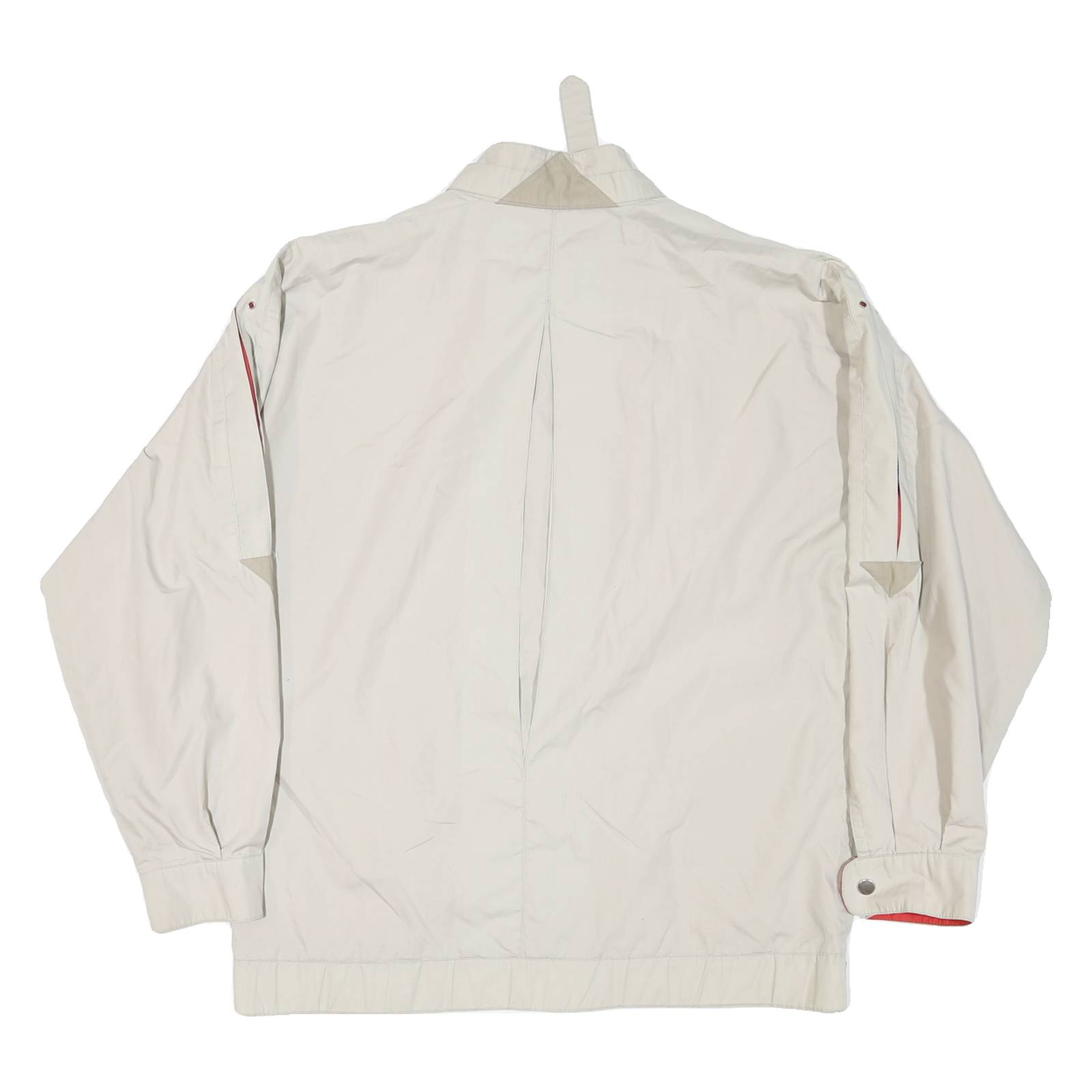 Mens Beige & Red Casual Cotton Blend Button Jacket L Plain Lightweight