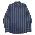 TOMMY HILFIGER Mens Blue & White Striped Shirt L Classic Fit Cotton Blend Long