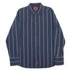 TOMMY HILFIGER Mens Blue & White Striped Shirt L Classic Fit Cotton Blend Long