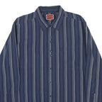 TOMMY HILFIGER Mens Blue & White Striped Shirt L Classic Fit Cotton Blend Long