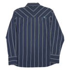 TOMMY HILFIGER Mens Blue & White Striped Shirt L Classic Fit Cotton Blend Long