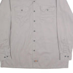 DICKIES Mens Grey Work Shirt XL Polyester Blend Long Sleeve Button Closure