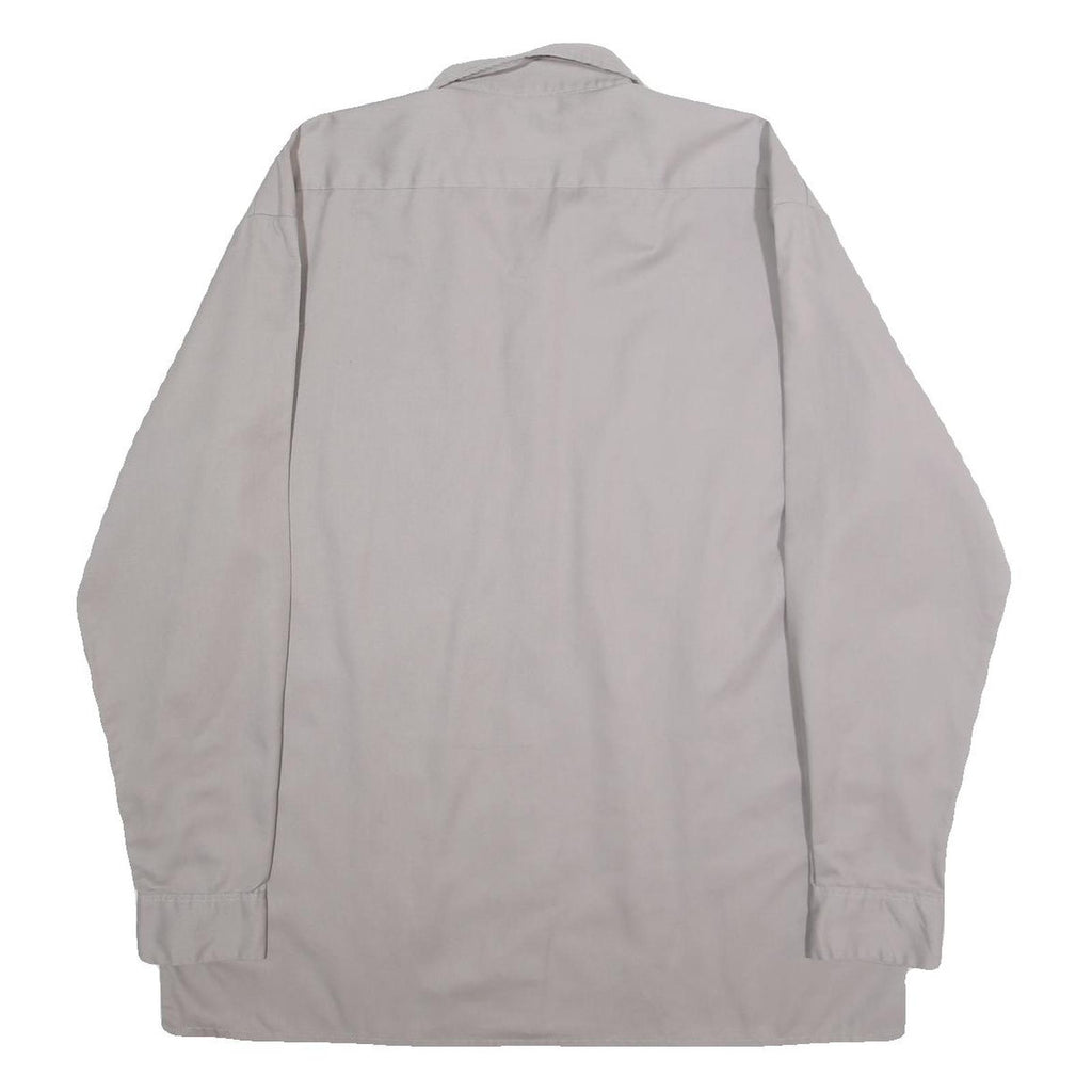 DICKIES Mens Grey Work Shirt XL Polyester Blend Long Sleeve Button Closure