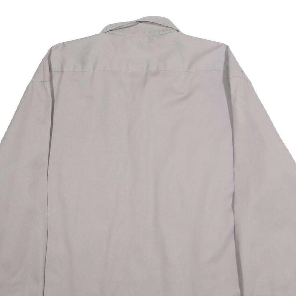 DICKIES Mens Grey Work Shirt XL Polyester Blend Long Sleeve Button Closure