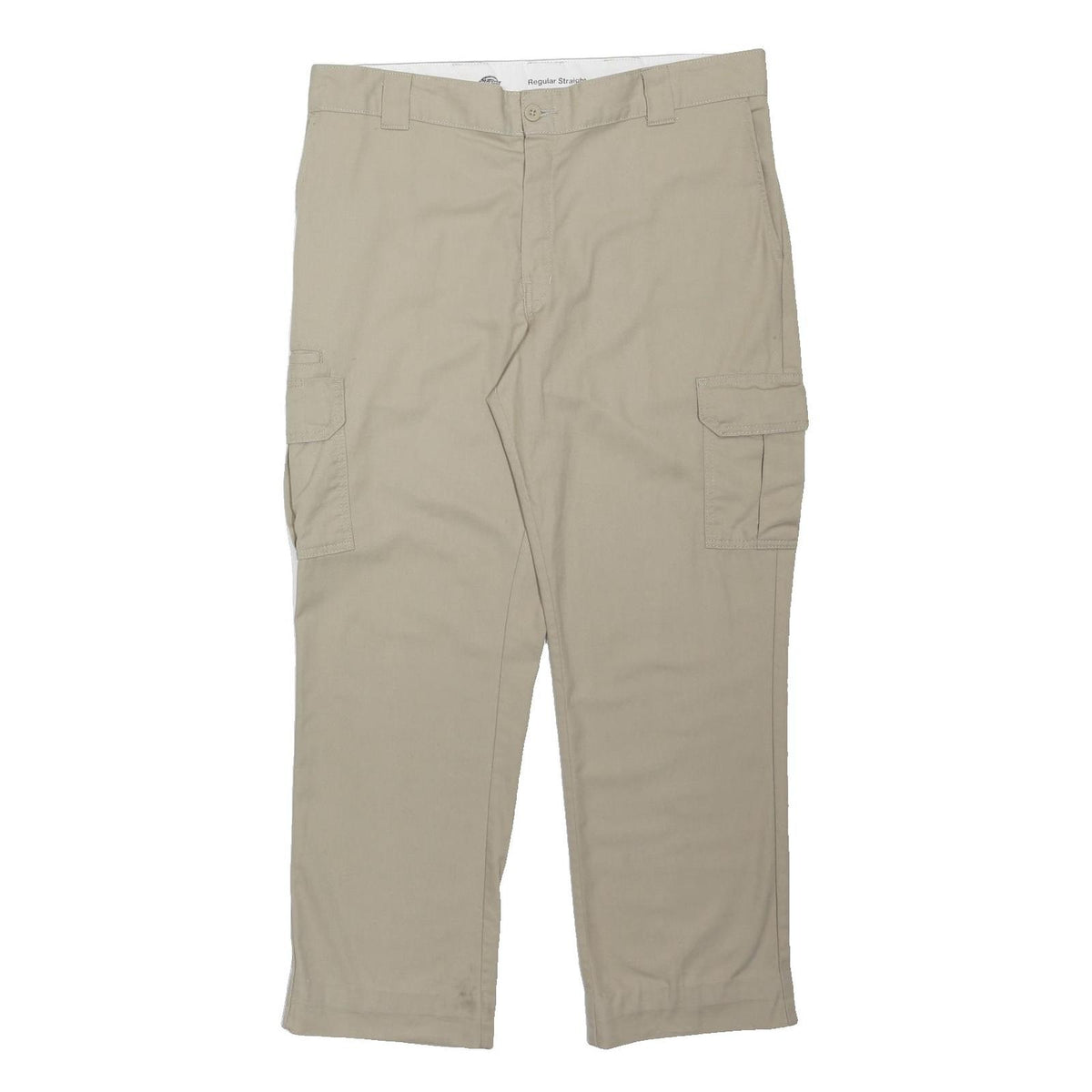 DICKIES Mens Beige Regular Straight Zip Closure Trousers W38 L30 Casual Workwear