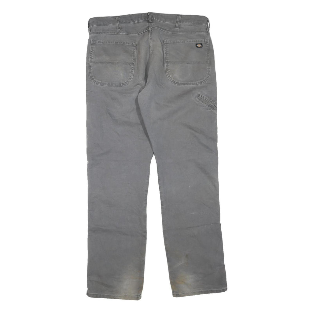 DICKIES Mens Jeans Grey Regular Straight Denim Medium W36 L34 Workwear Durable