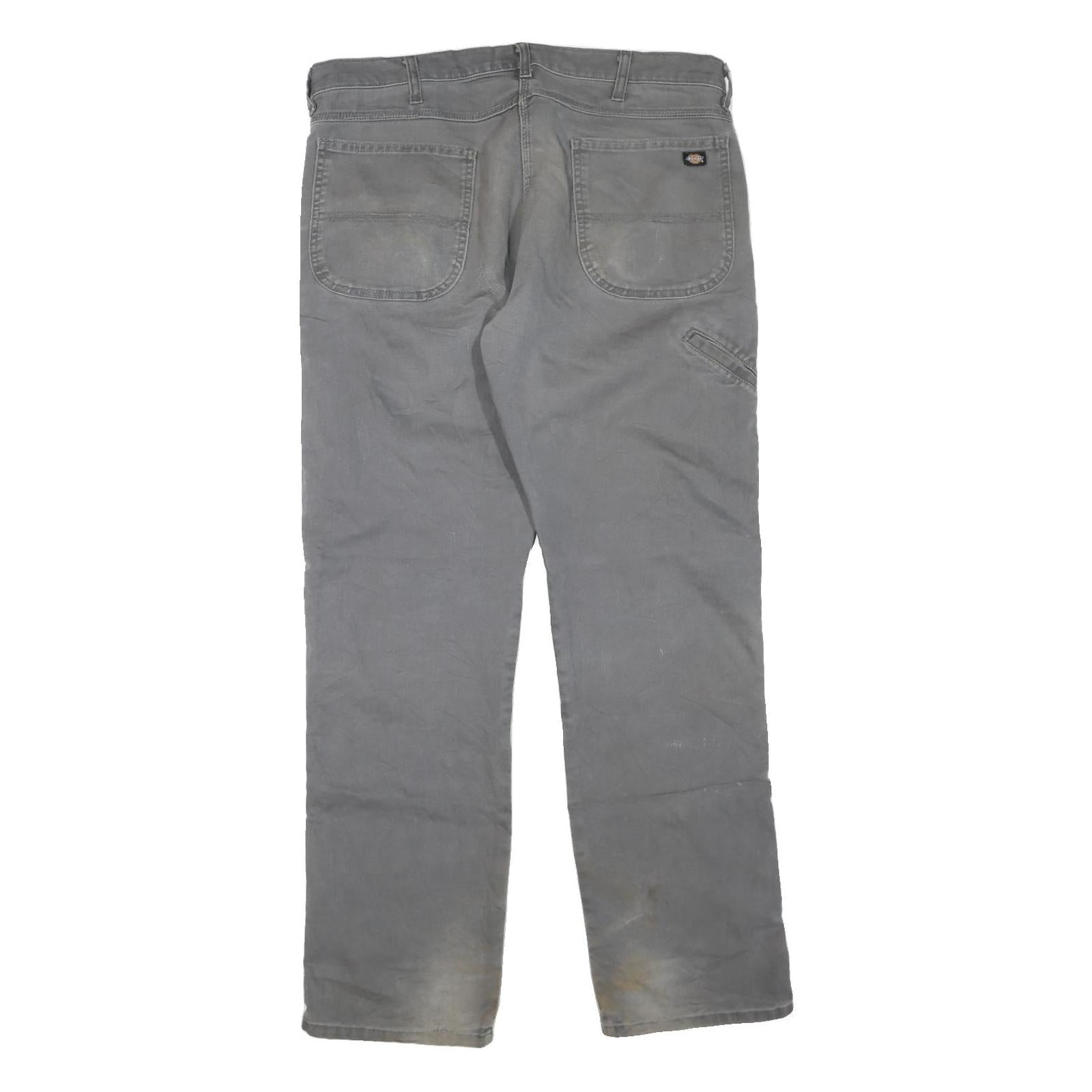 DICKIES Mens Jeans Grey Regular Straight Denim Medium W36 L34 Workwear Durable