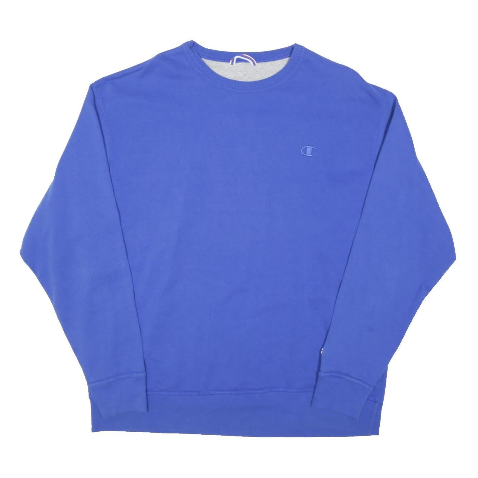 CHAMPION Mens Blue XL Crew Neck Sweatshirt Cotton Blend Casual Pullover