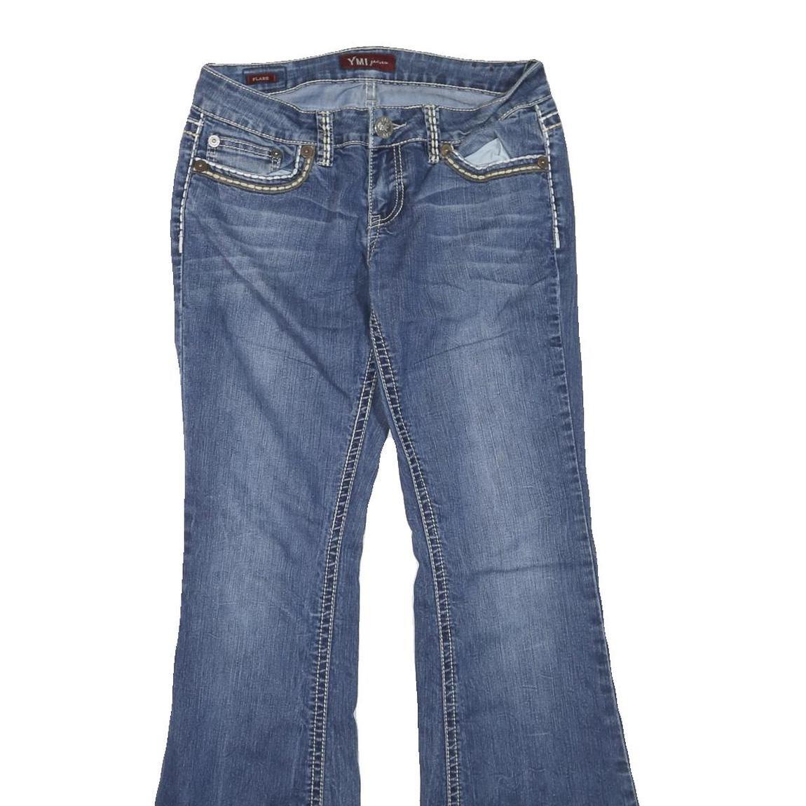YMI Womens Blue Regular Flared Denim Medium W32 L34 Stylish Cotton Blend Zip