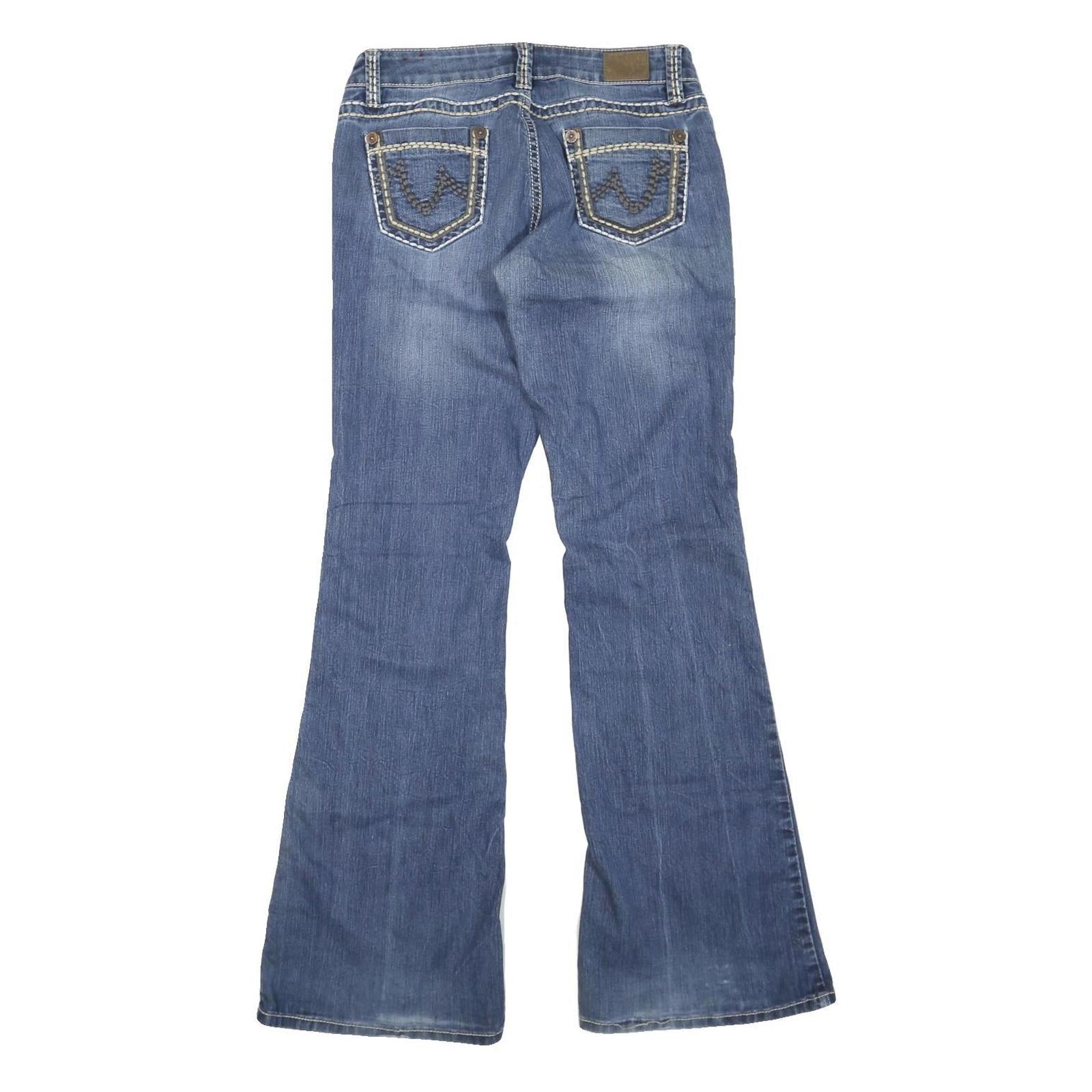 YMI Womens Blue Regular Flared Denim Medium W32 L34 Stylish Cotton Blend Zip