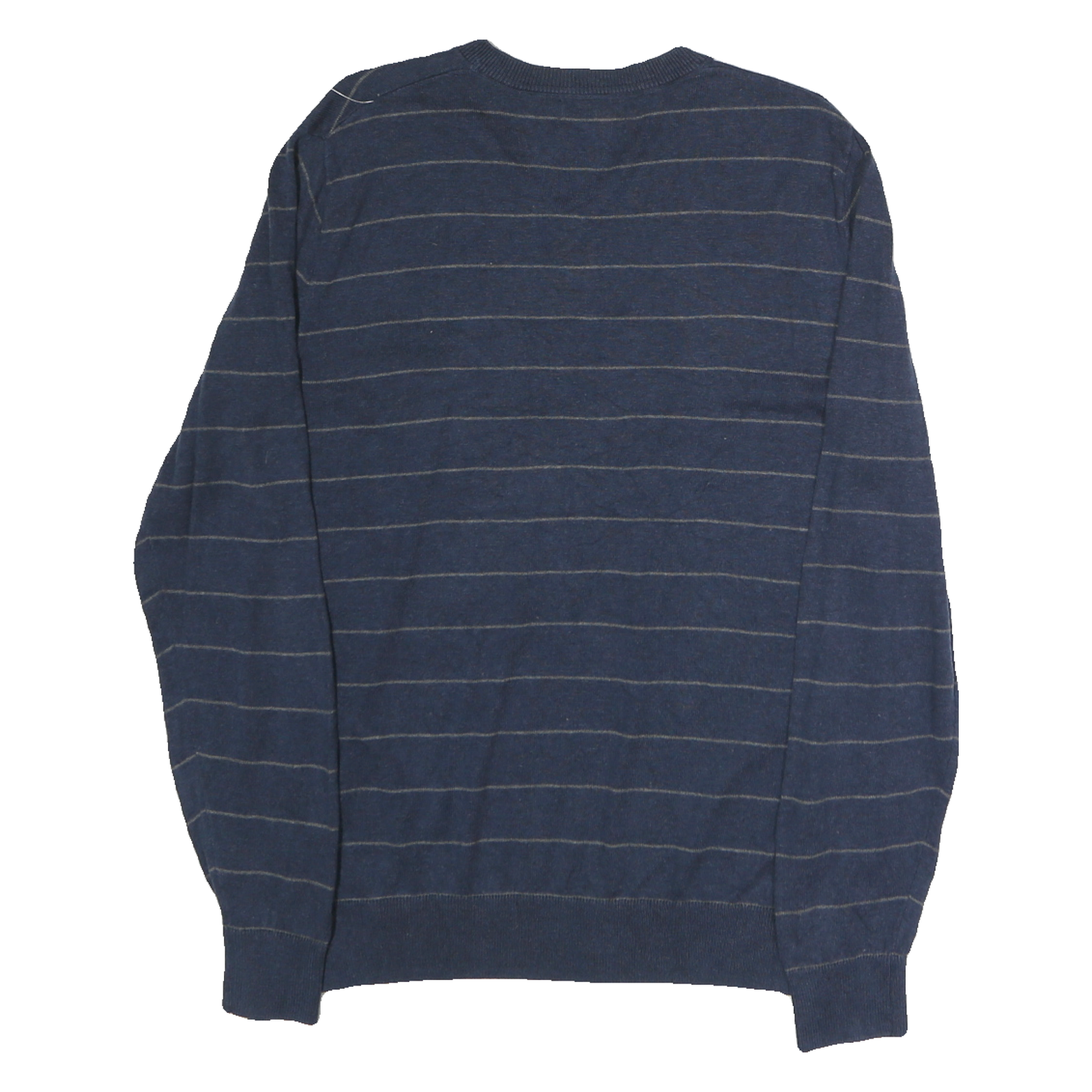 NAUTICA Mens Blue & Grey Patterned Cotton Jumper V-Neck Basic Knit M Casual