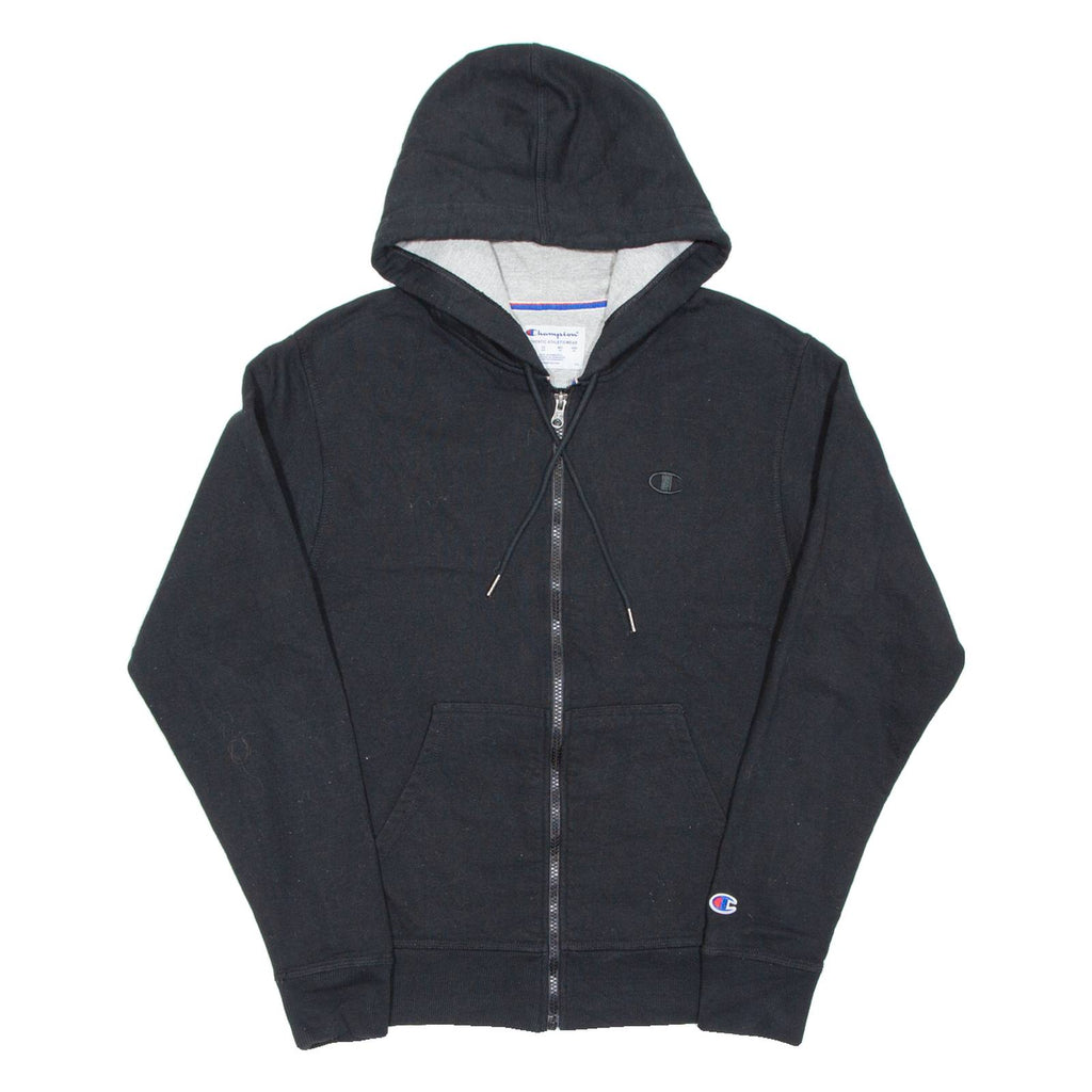 CHAMPION Mens Black Hoodie Full Zip S