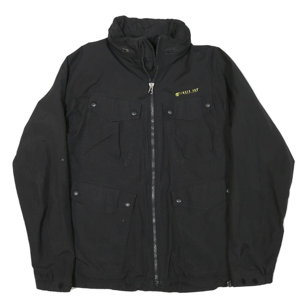 TIMBERLAND Mens Black Jacket M Polyester Blend Plain Zip Outdoor Casual