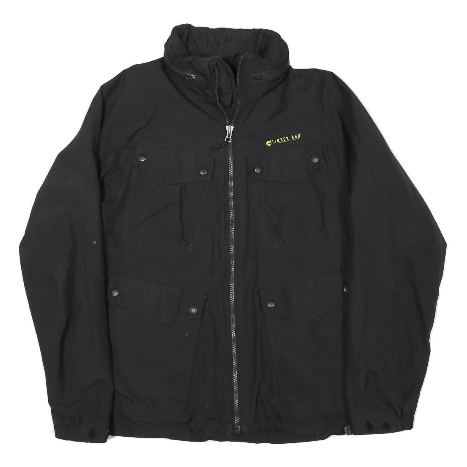 TIMBERLAND Mens Black Jacket M Polyester Blend Plain Zip Outdoor Casual