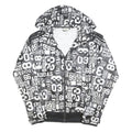 ADIDAS Womens Black & White Nylon Zip Hooded Jacket XL Graphic Print Sportswear