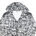 ADIDAS Womens Black & White Nylon Zip Hooded Jacket XL Graphic Print Sportswear