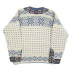 DALE OF NORWAY Womens Cream & Blue Patterned Jumper Round Neck Cable Knit M Wool