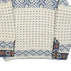 DALE OF NORWAY Womens Cream & Blue Patterned Jumper Round Neck Cable Knit M Wool