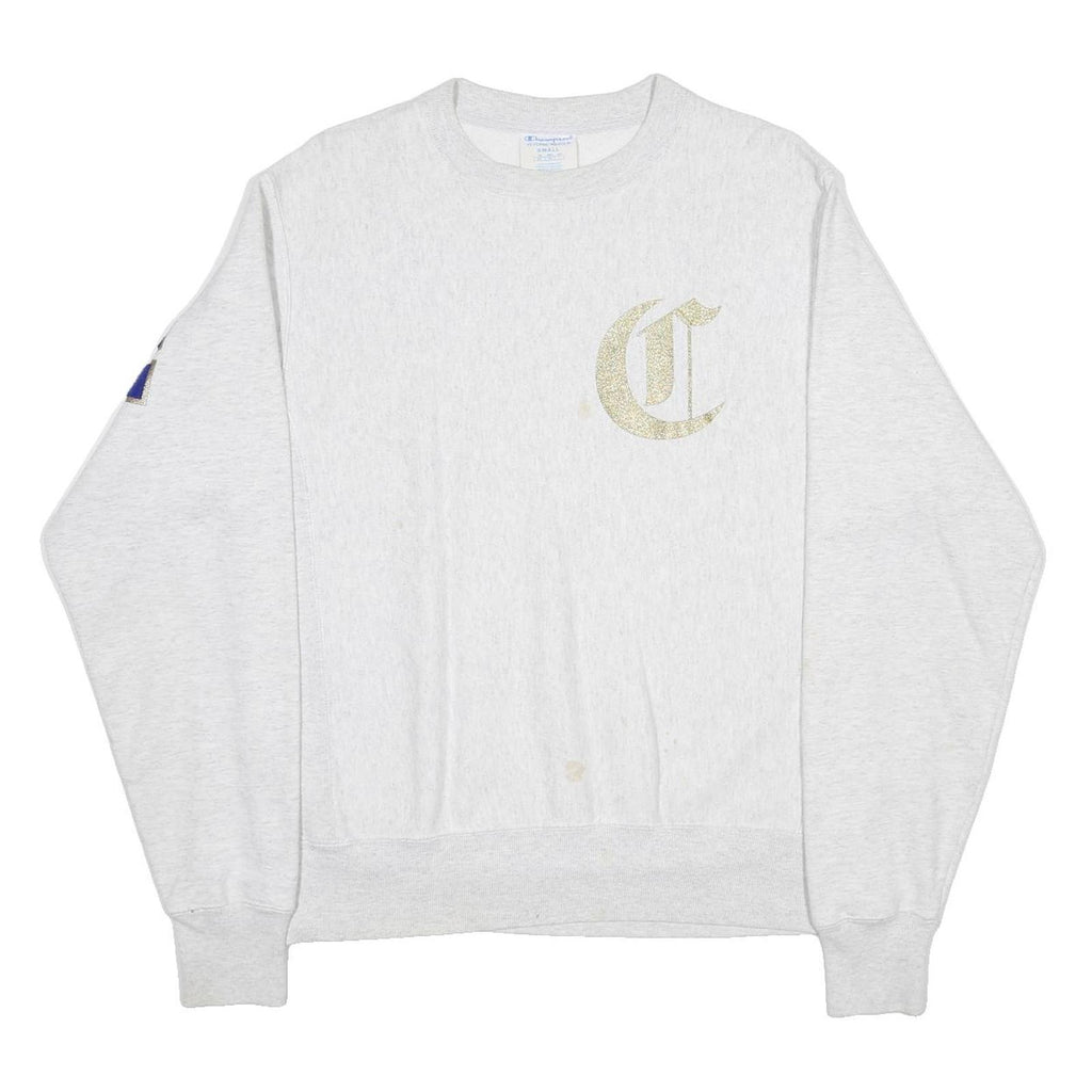 CHAMPION REVERSE WEAVE Mens White Crew Neck S Cotton Blend Pullover Sweatshirt