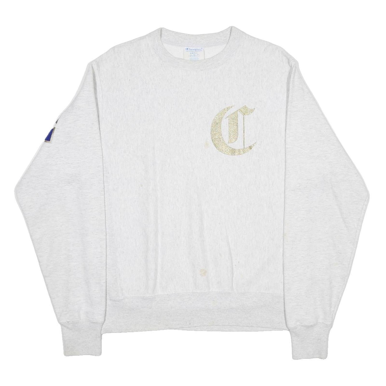 CHAMPION REVERSE WEAVE Mens White Crew Neck S Cotton Blend Pullover Sweatshirt