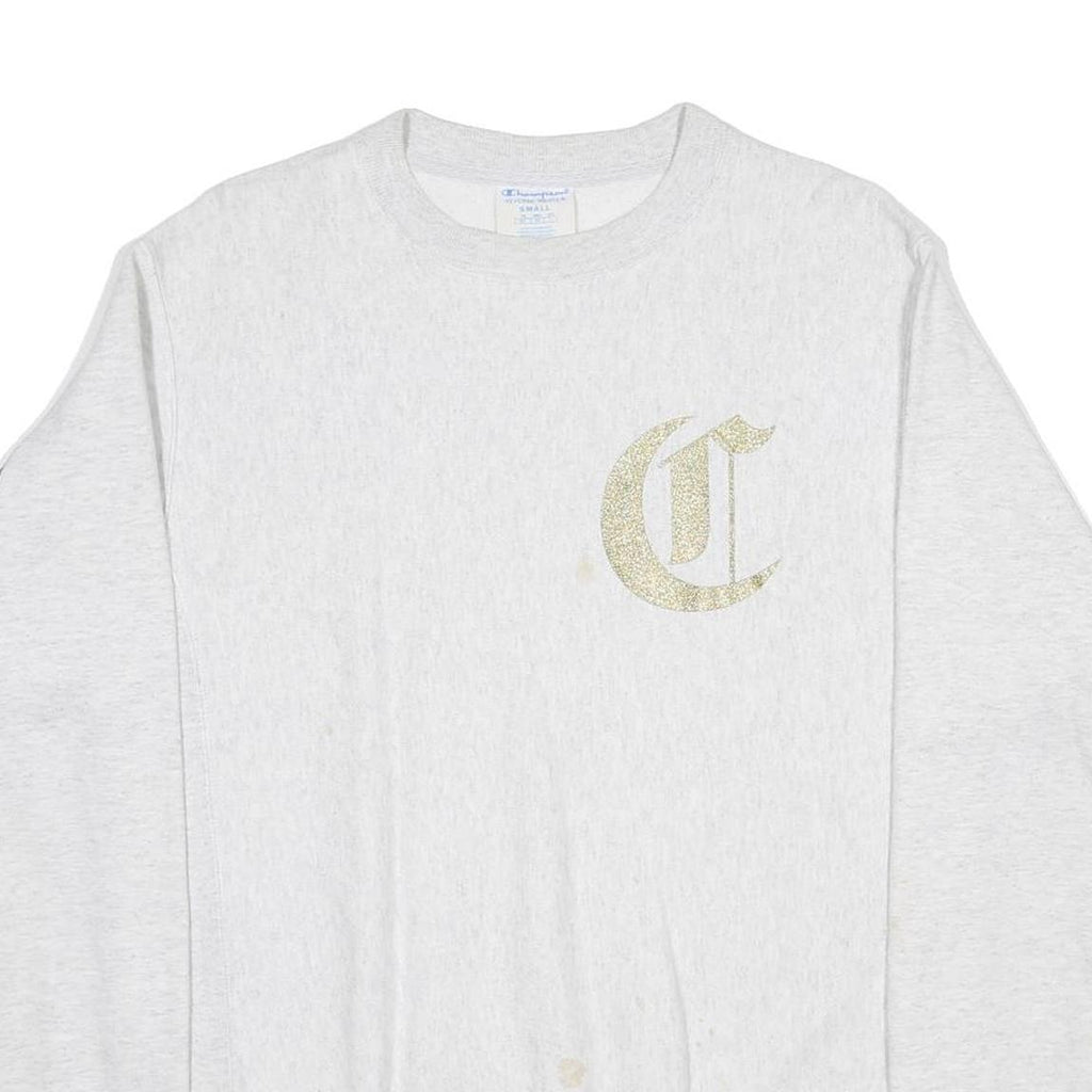 CHAMPION REVERSE WEAVE Mens White Crew Neck S Cotton Blend Pullover Sweatshirt