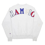 CHAMPION REVERSE WEAVE Mens White Crew Neck S Cotton Blend Pullover Sweatshirt