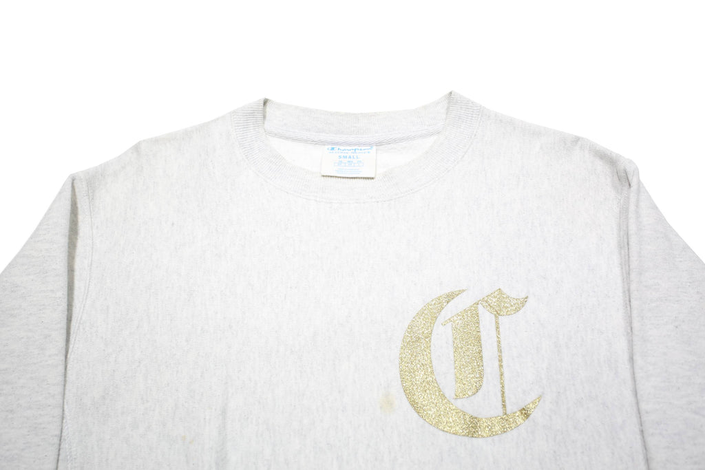 CHAMPION REVERSE WEAVE Mens White Crew Neck S Cotton Blend Pullover Sweatshirt