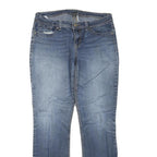 Womens Regular Fit Blue Denim Straight Leg Jeans W32 L30 Embellished Pockets Zip