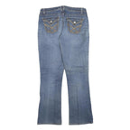 Womens Regular Fit Blue Denim Straight Leg Jeans W32 L30 Embellished Pockets Zip