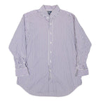 RALPH LAUREN Mens Blue & White Striped Shirt L Classic Cotton Blend Button