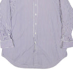 RALPH LAUREN Mens Blue & White Striped Shirt L Classic Cotton Blend Button