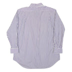 RALPH LAUREN Mens Blue & White Striped Shirt L Classic Cotton Blend Button