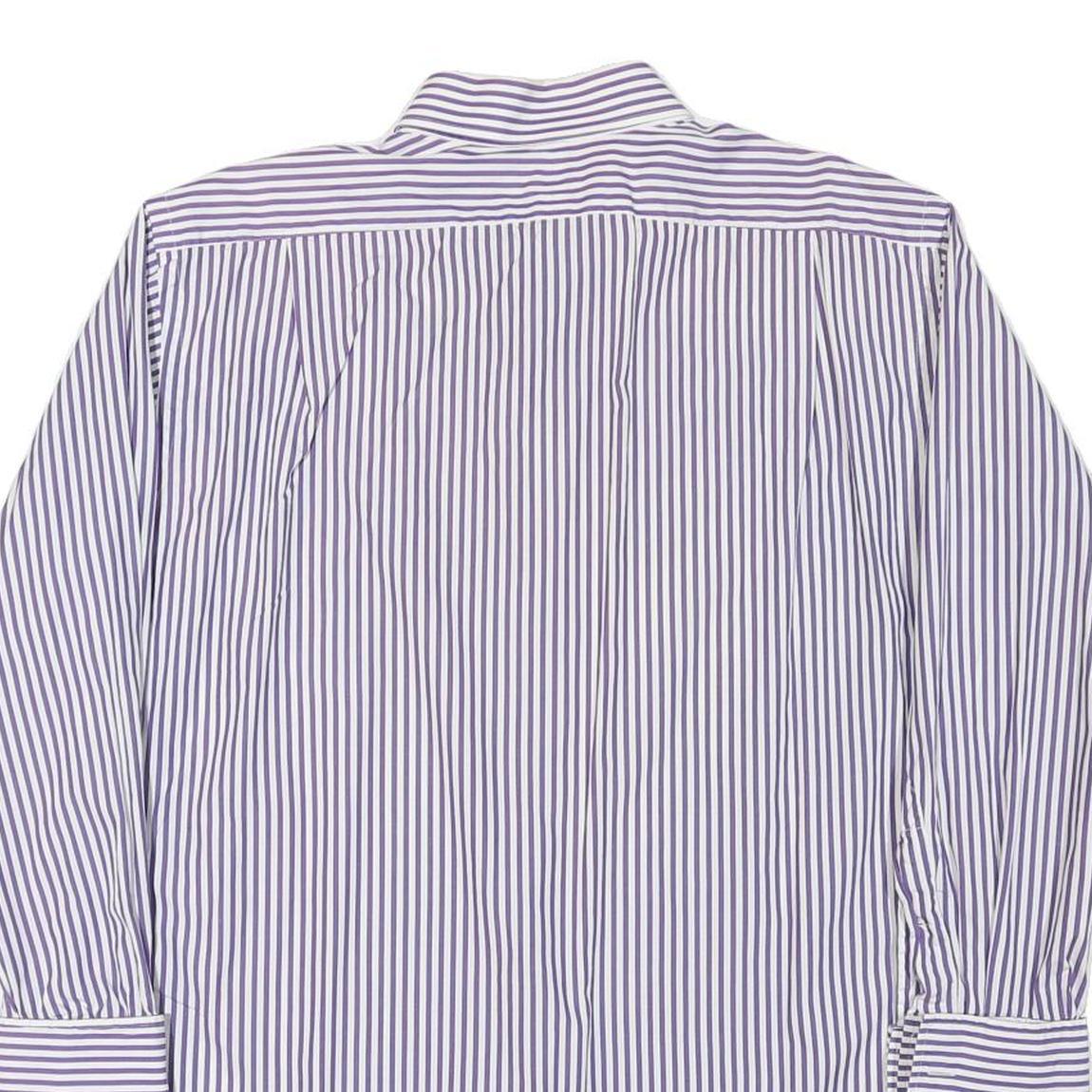 RALPH LAUREN Mens Blue & White Striped Shirt L Classic Cotton Blend Button