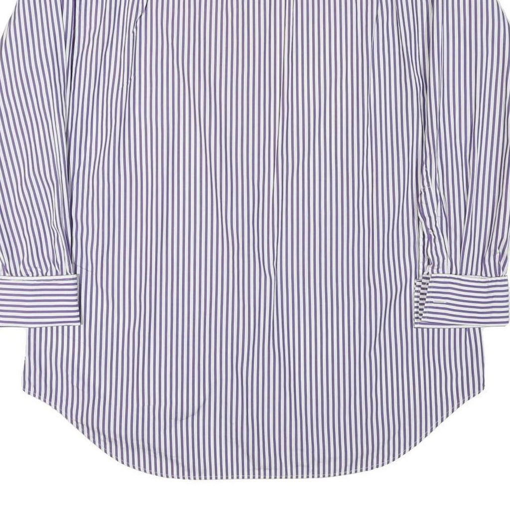 RALPH LAUREN Mens Blue & White Striped Shirt L Classic Cotton Blend Button