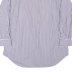 RALPH LAUREN Mens Blue & White Striped Shirt L Classic Cotton Blend Button