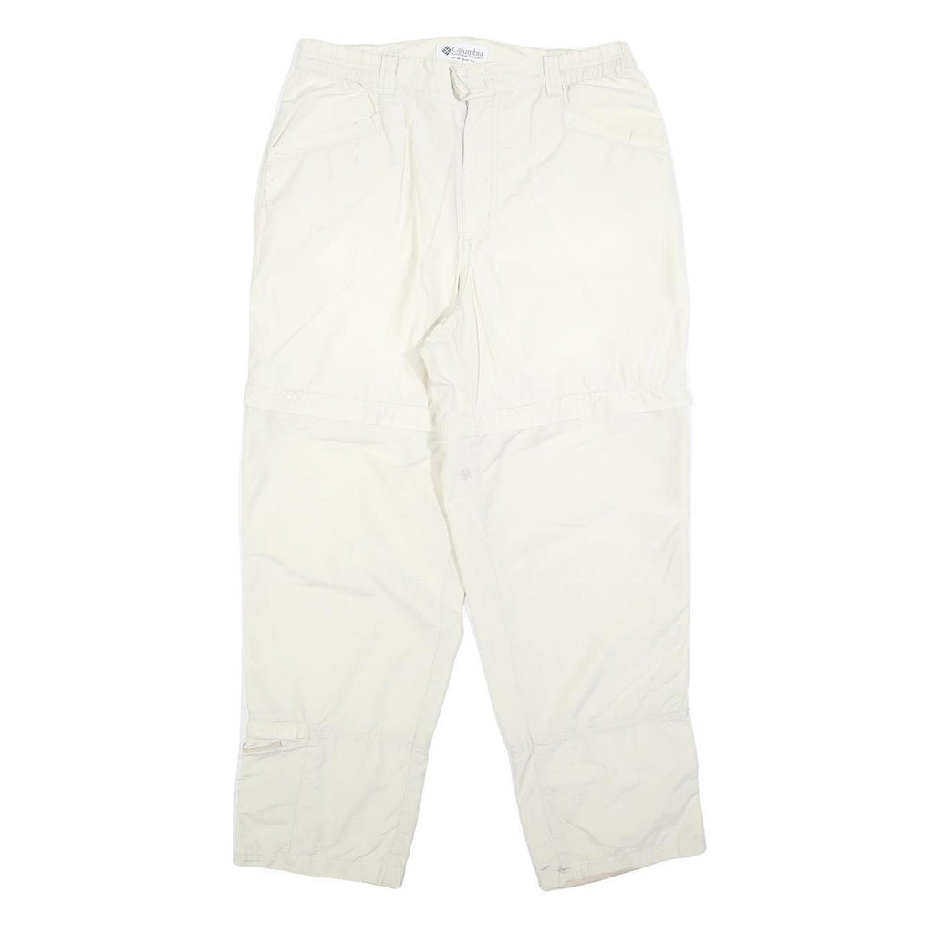 COLUMBIA Womens Polyester Blend White Regular Zip Trousers W30 L28 Lightweight