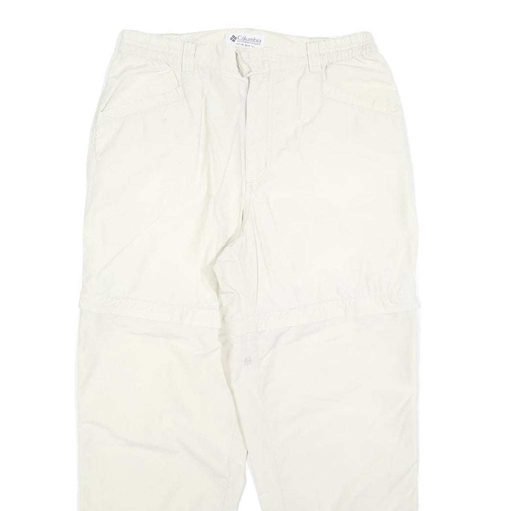 COLUMBIA Womens Polyester Blend White Regular Zip Trousers W30 L28 Lightweight